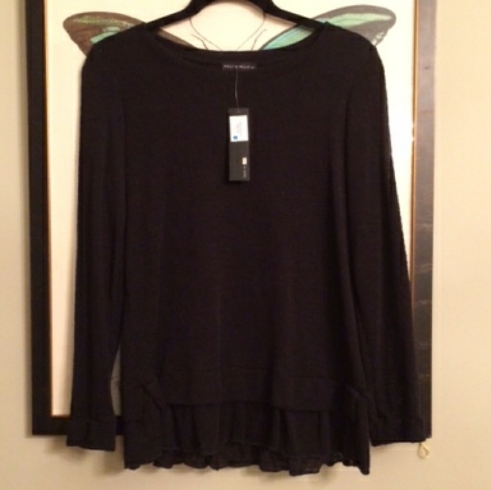 Nally & Millie NWT Small Black Ruffle Sweater